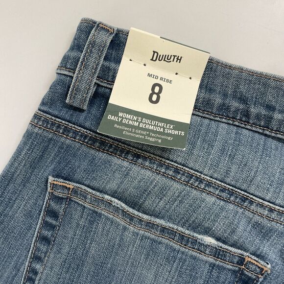 NWT Duluth Trading DuluthFlex Jean Shorts Midrise Bermuda Denim Womens Size 8 - Picture 3 of 8